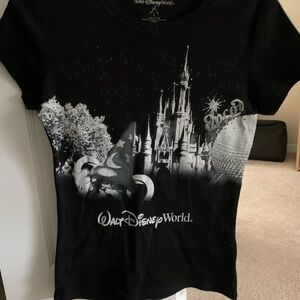 Disney Black Short Sleeve Tee with Iconic Castle Design